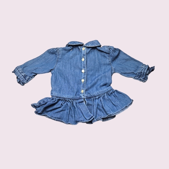 Ralph Lauren Baby Girl Long Sleeve Jean Top Size 3 Months - Picture 3 of 4